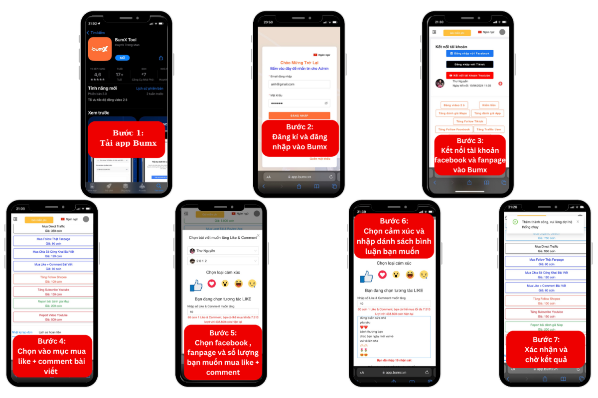 Các bước mua like + comment bài viết tại BumX